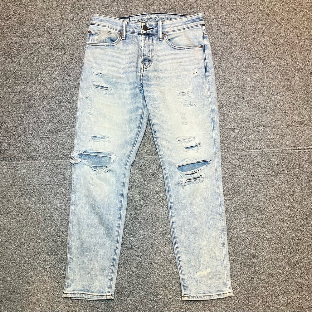 American Eagle Athletic Skinny Distressed Jeans Mens 28X27 Airflex+ Denim